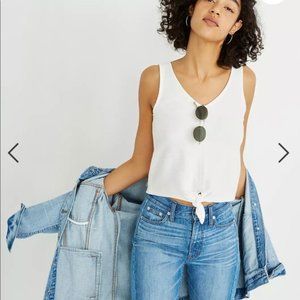 Madewell textured, cotton, tie-front tank top, XS